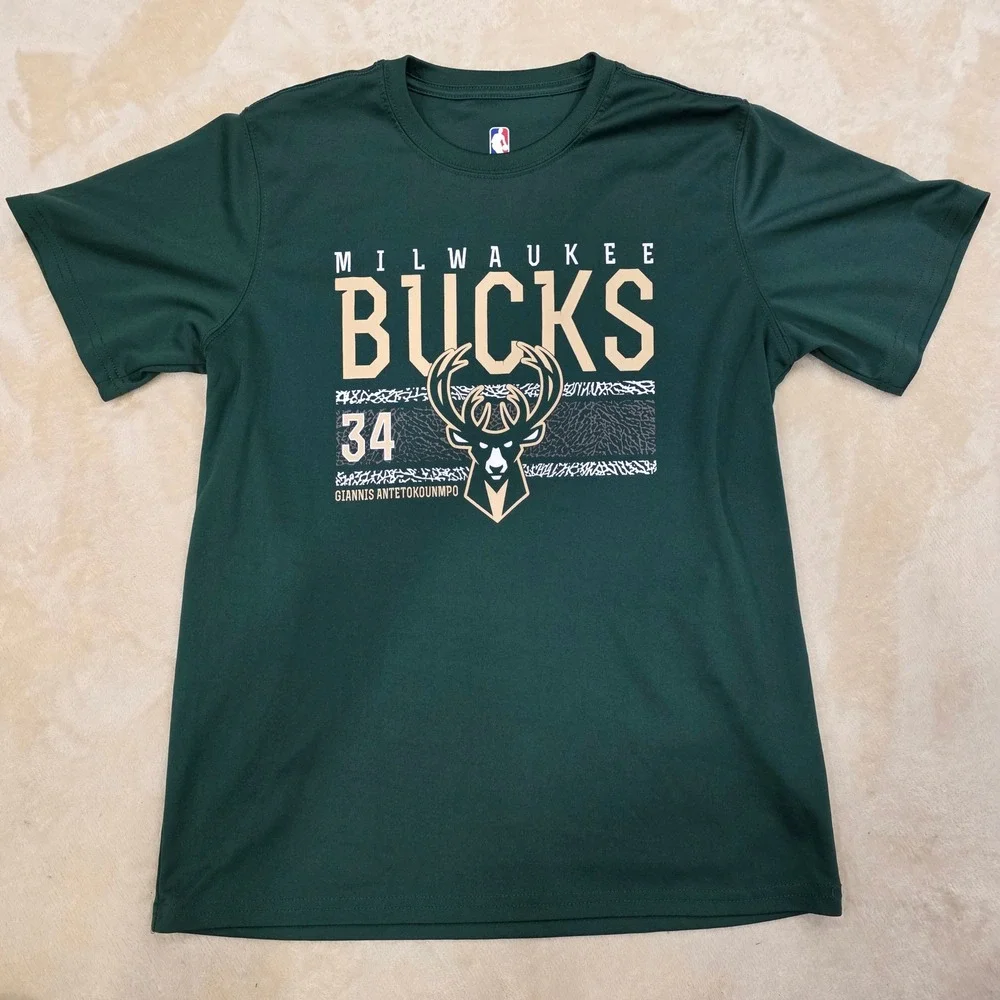 Milwaukee Bucks #34 Antetokounmpo Boy's XL Sweats & T-Shirt Set Green